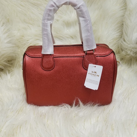 Coach Red Satchel with Double Handles and Structured Design - Picture 3 of 6